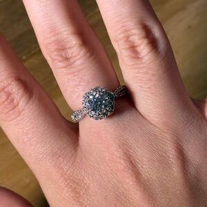 1CT Moissanite Ring White Gold plated size 6-12 adjustable